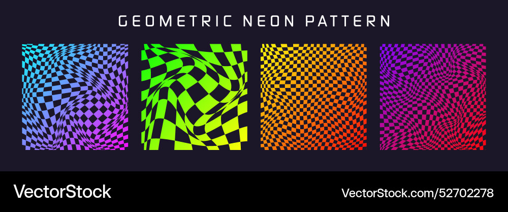 Groovy checkered pattern colorful distorted tiled vector image