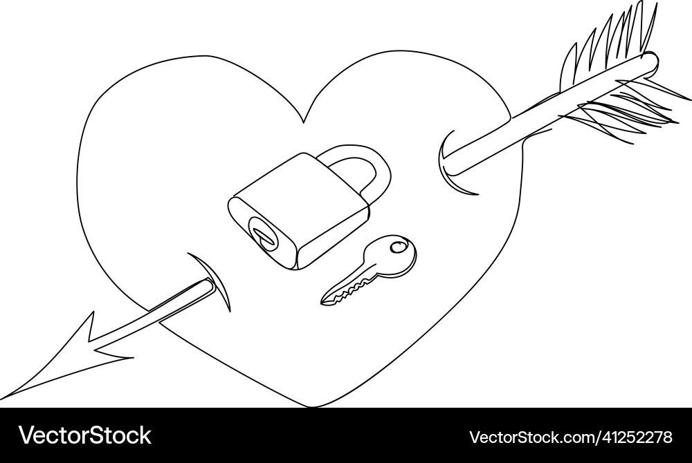 Heart with an arrow and a lock key Vector Image