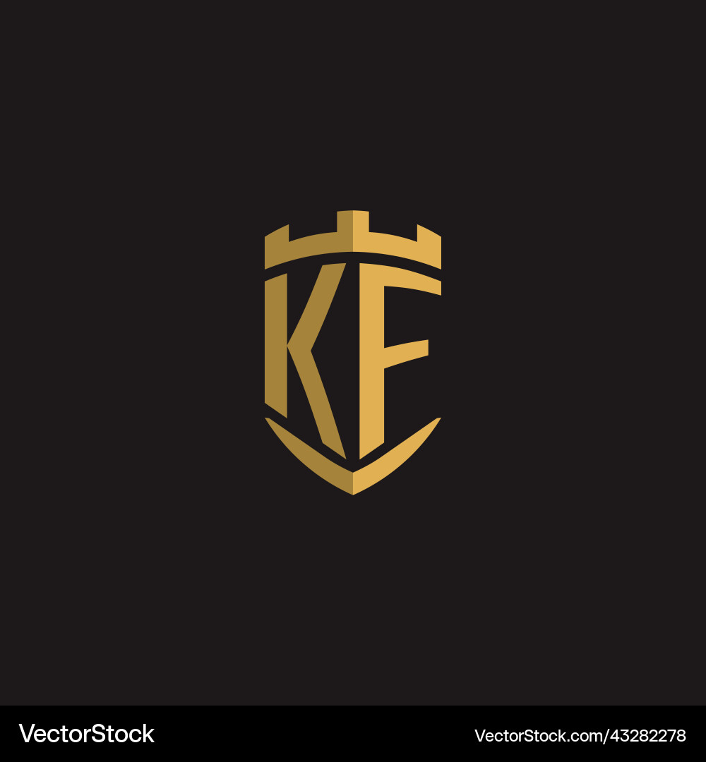 Initials kf logo monogram with shield style design vector image