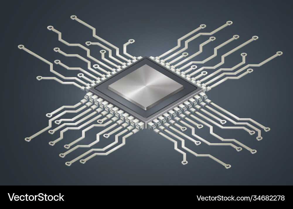 Isometric Microprocessor Circuit Board vector image