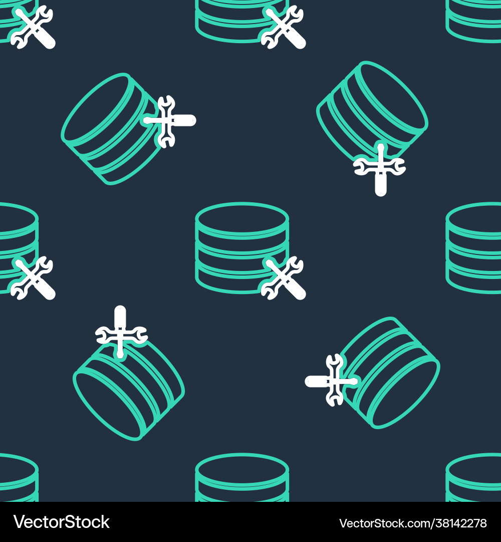 Line database server with screwdriver and wrench vector image