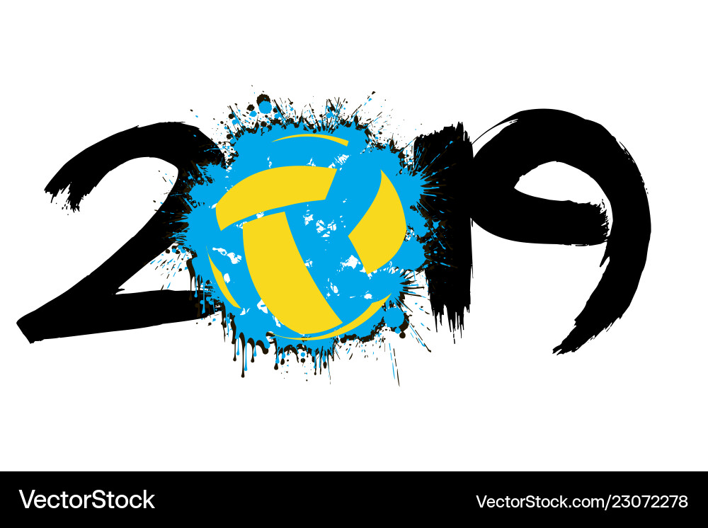 Number 2019 and a volleyball ball from blots Number 2019 and a volleyball ball from blots vector image