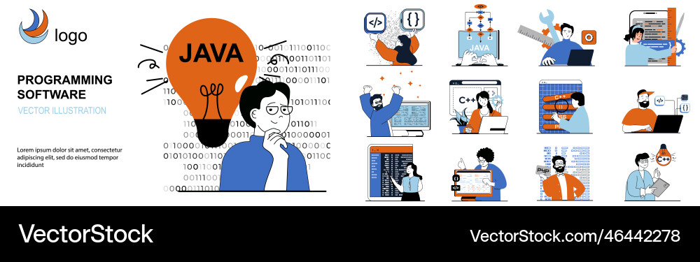 Programming software concept with character Programming software concept with character vector image