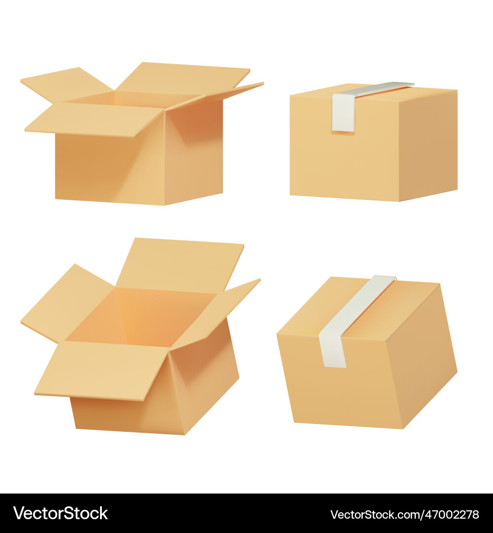 Rendering of a set icons cardboard boxes Rendering of a set icons cardboard boxes vector image
