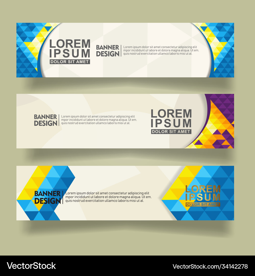 Set abstract banner template design with triangle vector image