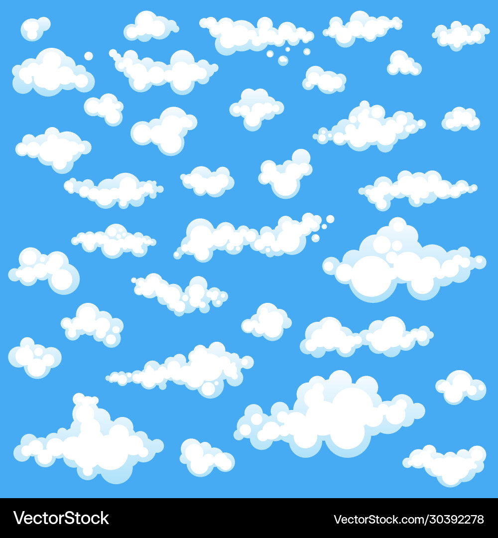Set cartoons clouds in different shapes Vector Image