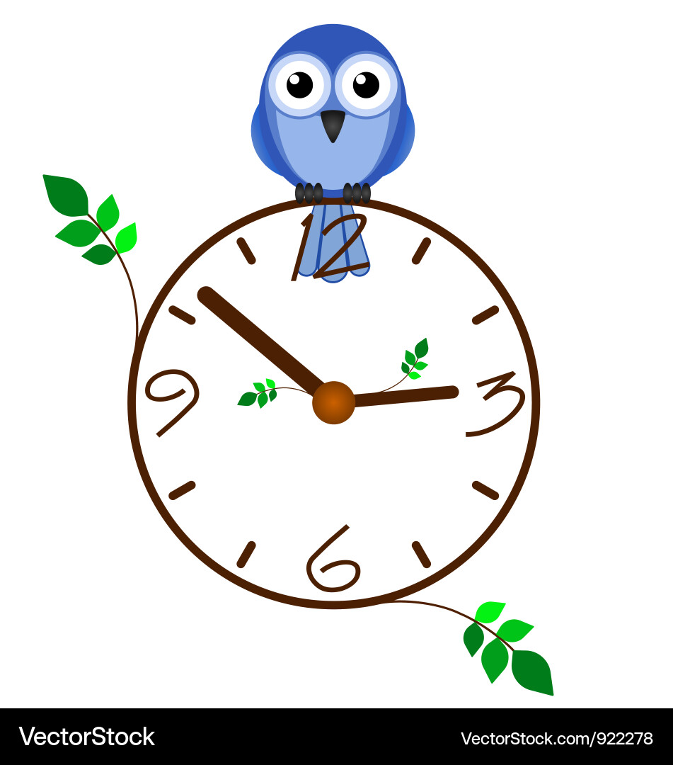 Twig Clock with Bird vector image