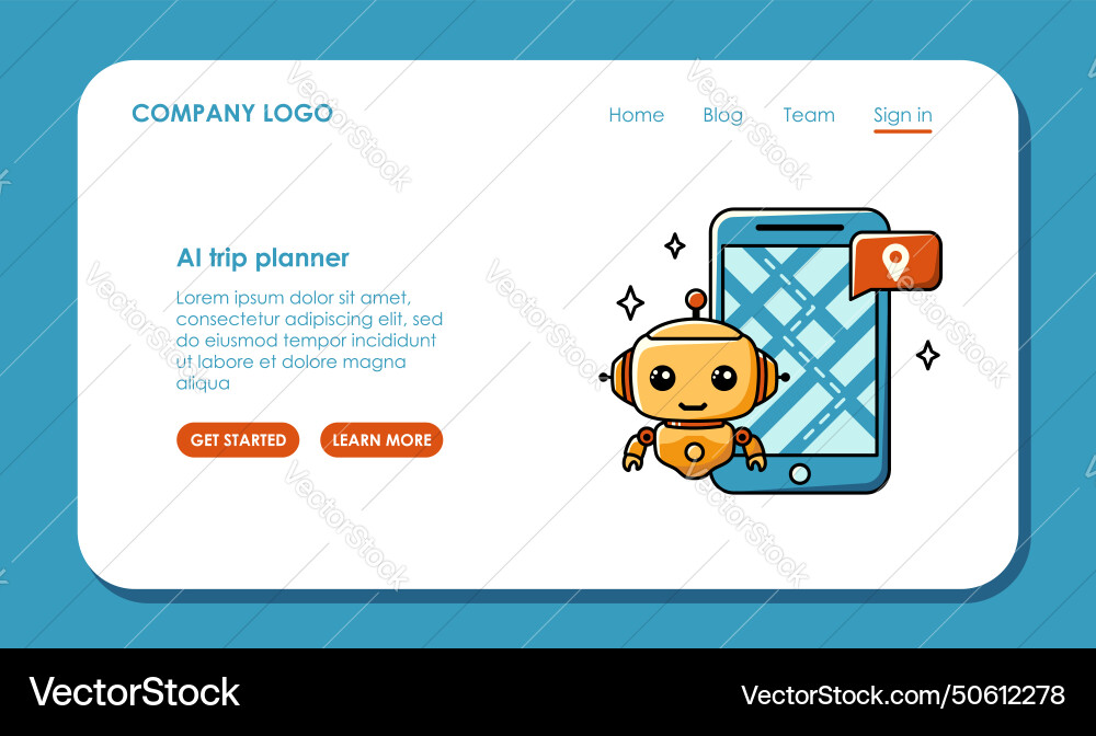 Web page design about using ai for trip planning vector image