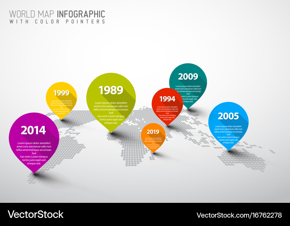 World map with pointer marks vector image