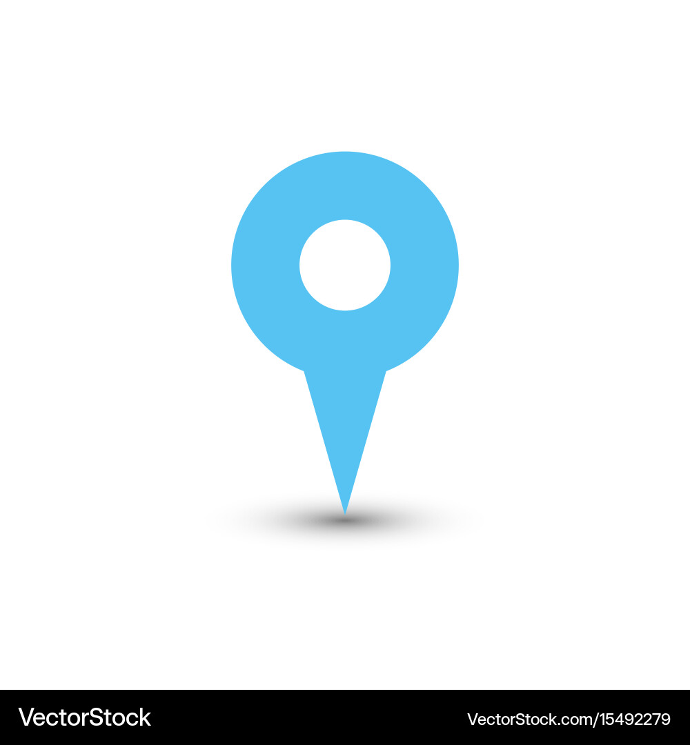 Blue map pointer with dropped shadow on white vector image