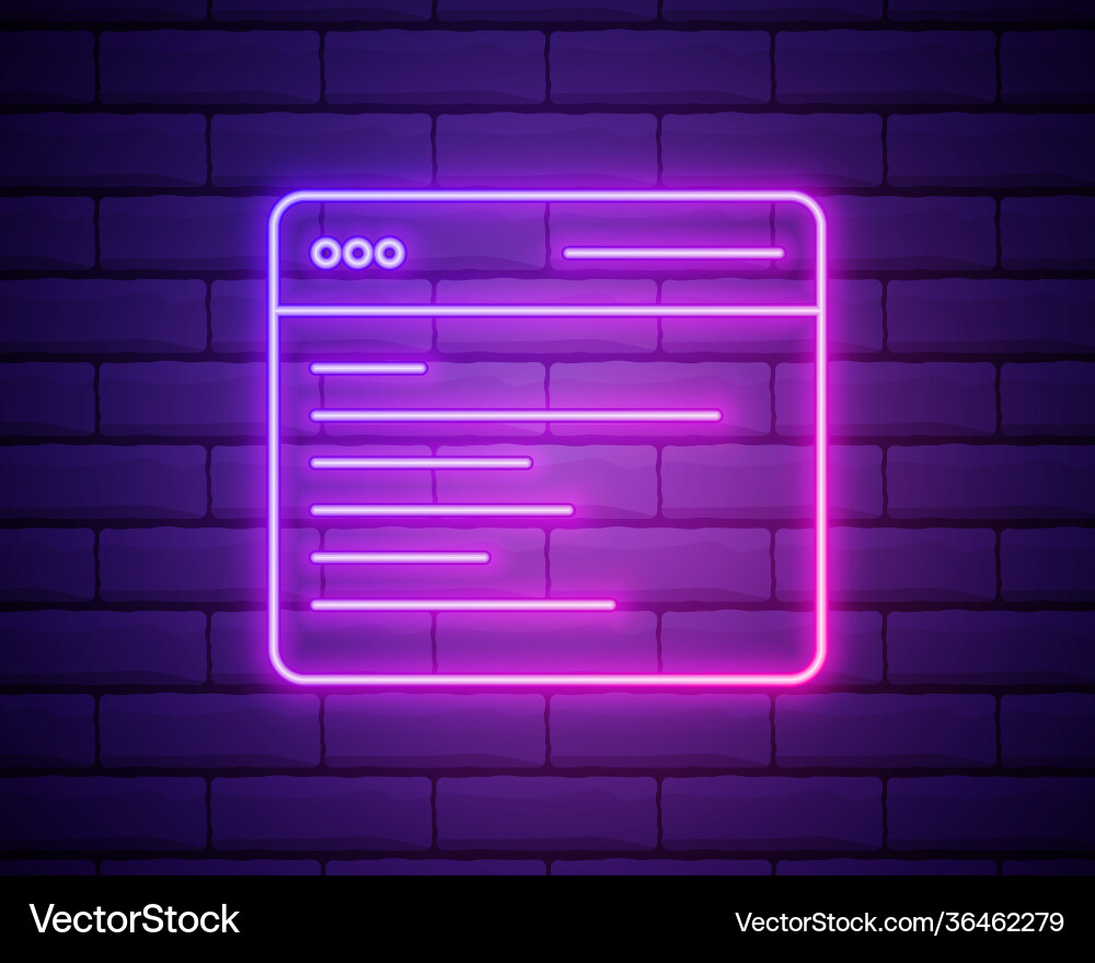 Browser search webpage neon icon elements Browser search webpage neon icon elements vector image