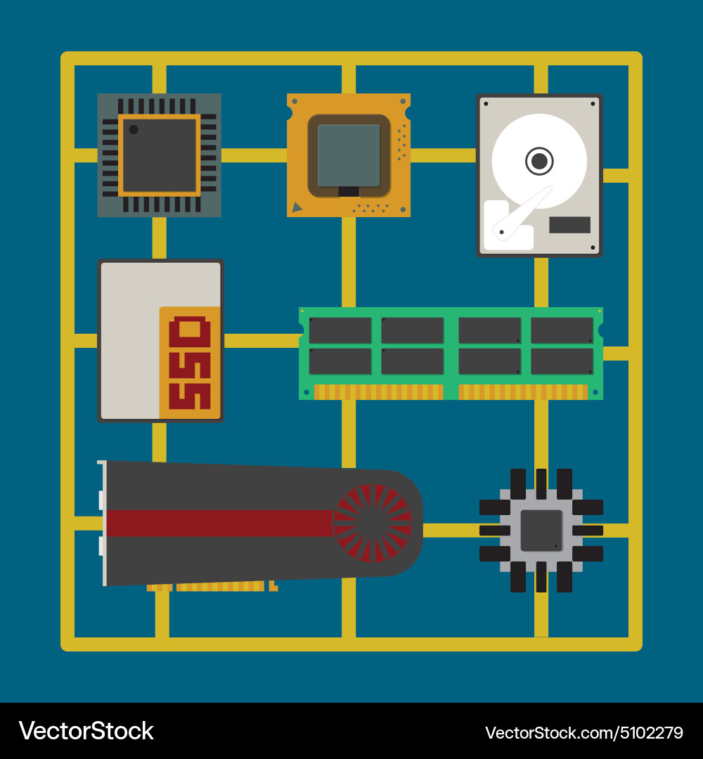 Computer part in frame vector image