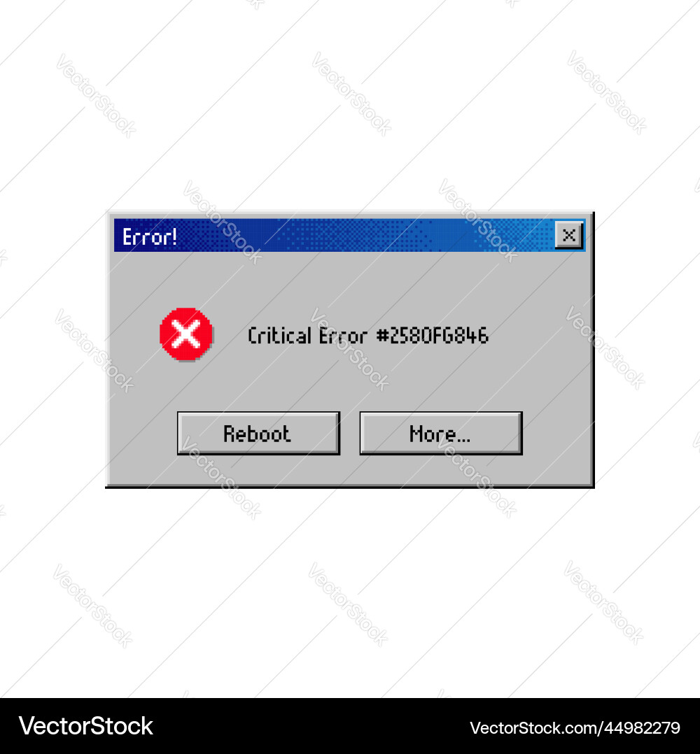 Critical error message window pc popup warning Vector Image