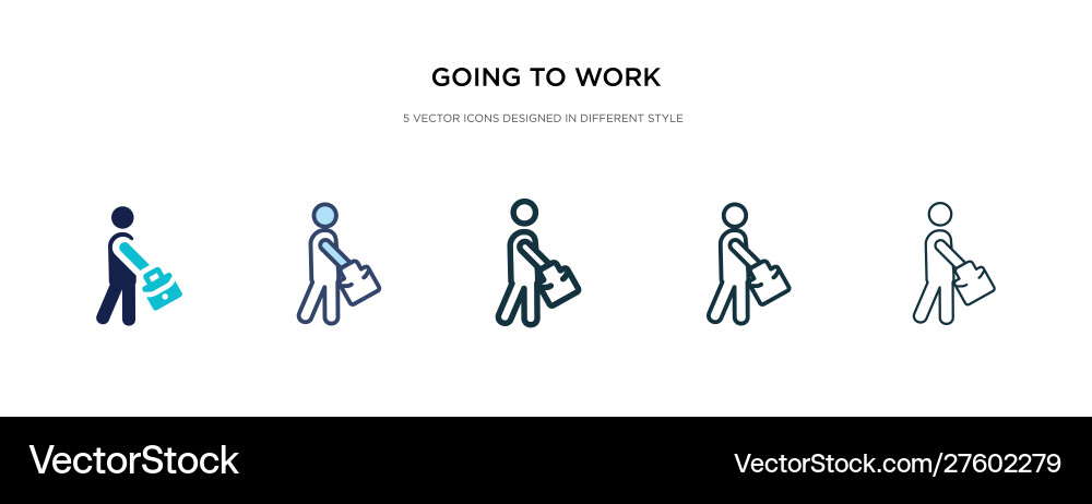 Going to work icon in different style two Going to work icon in different style two vector image