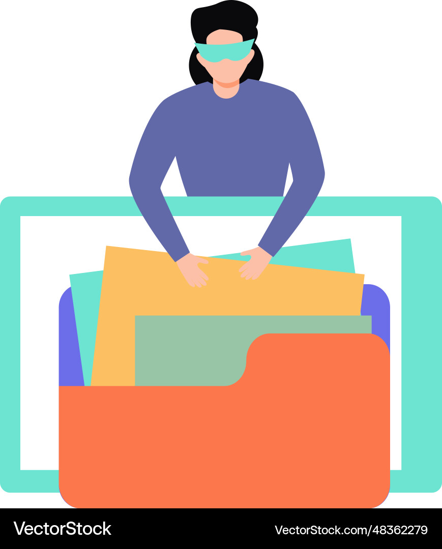 Guy is hacking data vector image
