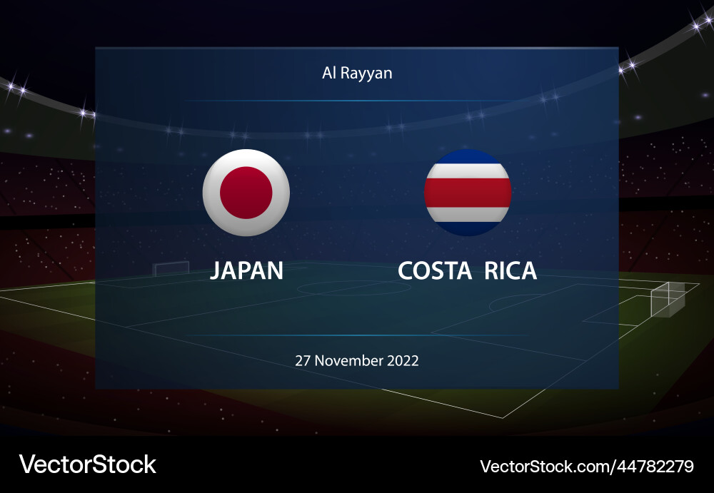 Japan vs costa rica Fußball Scoreboard Rundfunk Japan vs costa rica Fußball Scoreboard Rundfunk vektorbild
