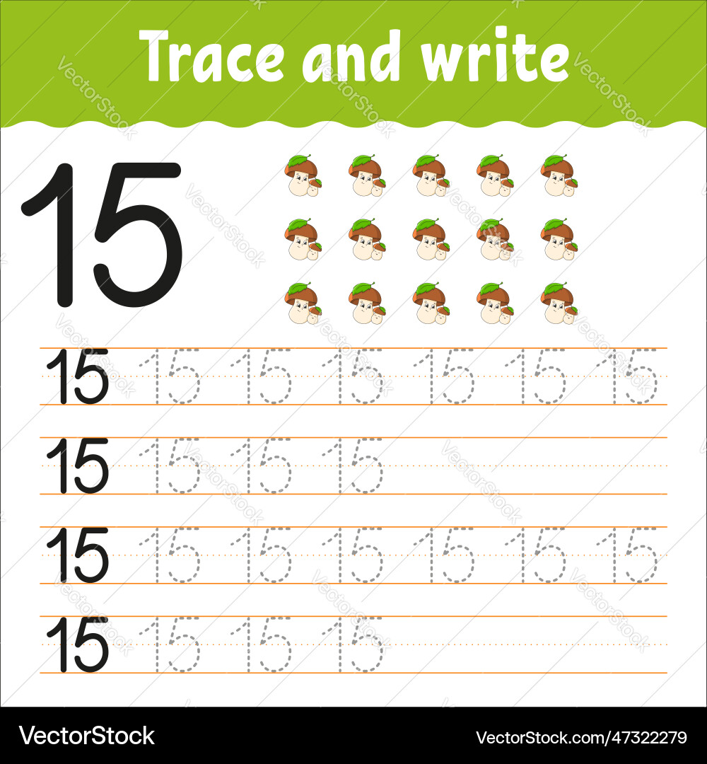 Learn numbers trace and write handwriting Learn numbers trace and write handwriting vector image