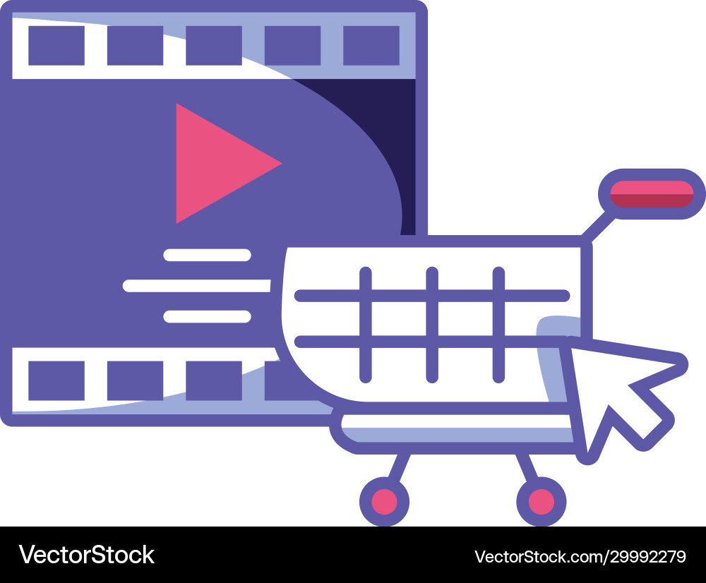 Media player frame with play button on white vector image