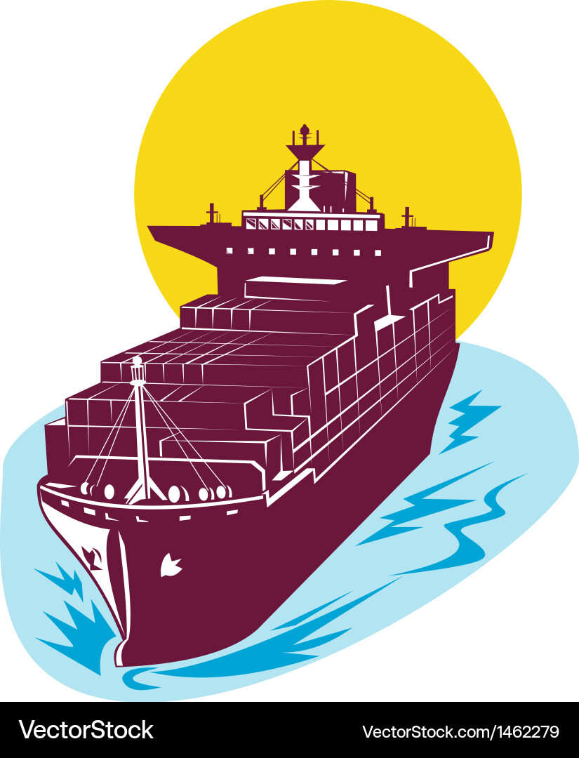 Retro Cargo Ship Vector Image