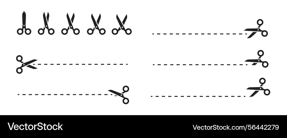 Scissors with cut lines icon vector image