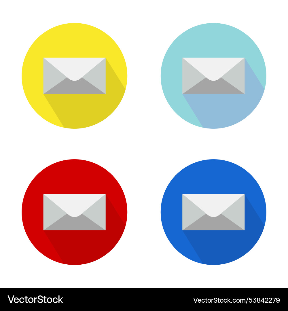 Set of mail e-mail icon symbol on color Set of mail e-mail icon symbol on color vector image