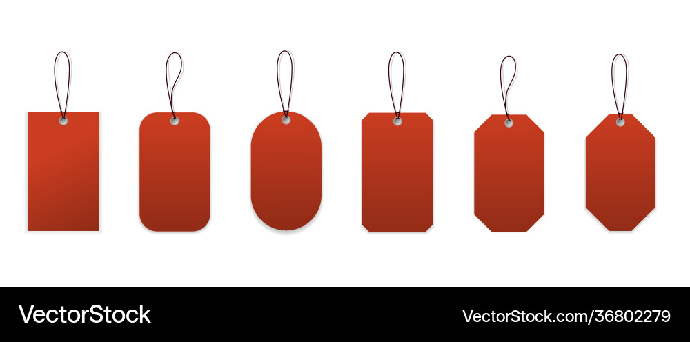 Set red blank labels with different shape Set red blank labels with different shape vector image