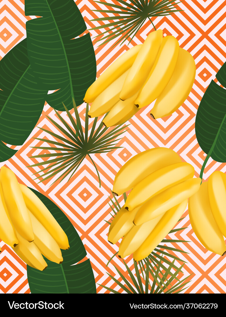 Trendy seamless pattern with realistic banana Vector Image