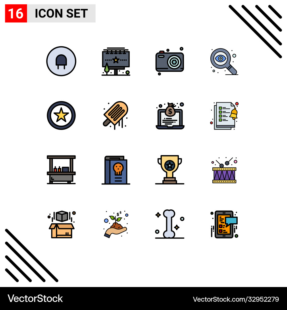 User interface pack 16 basic flat color filled vector image