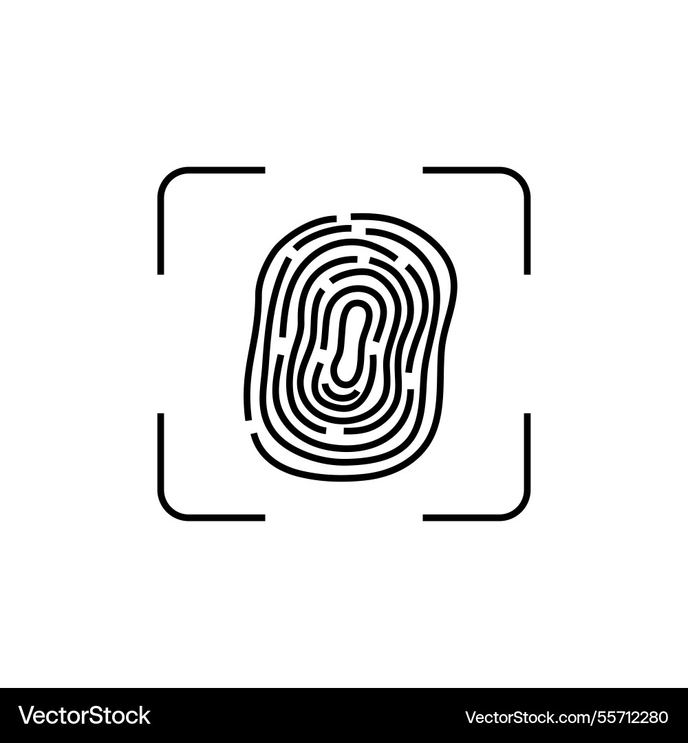 A fingerprint scan icon with square frame around A fingerprint scan icon with square frame around vector image