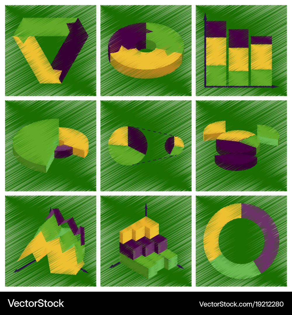 Assembly flat shading style icons economic graphs vector image
