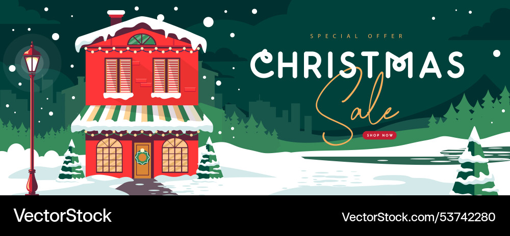 Christmas big sale holiday banner or poster Christmas big sale holiday banner or poster vector image