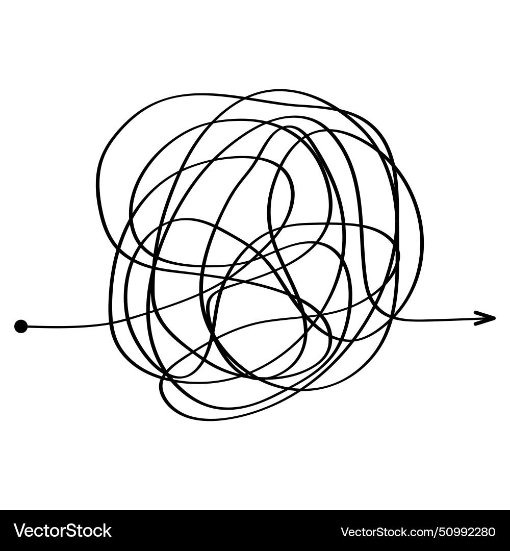 Complicated way with scribbled chaos line doodle Complicated way with scribbled chaos line doodle vector image
