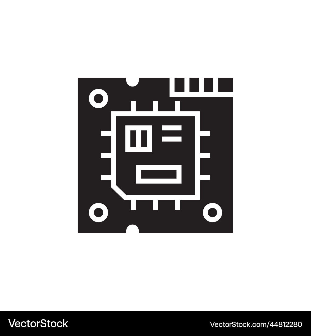 Cpu icon computer component solid style vector image