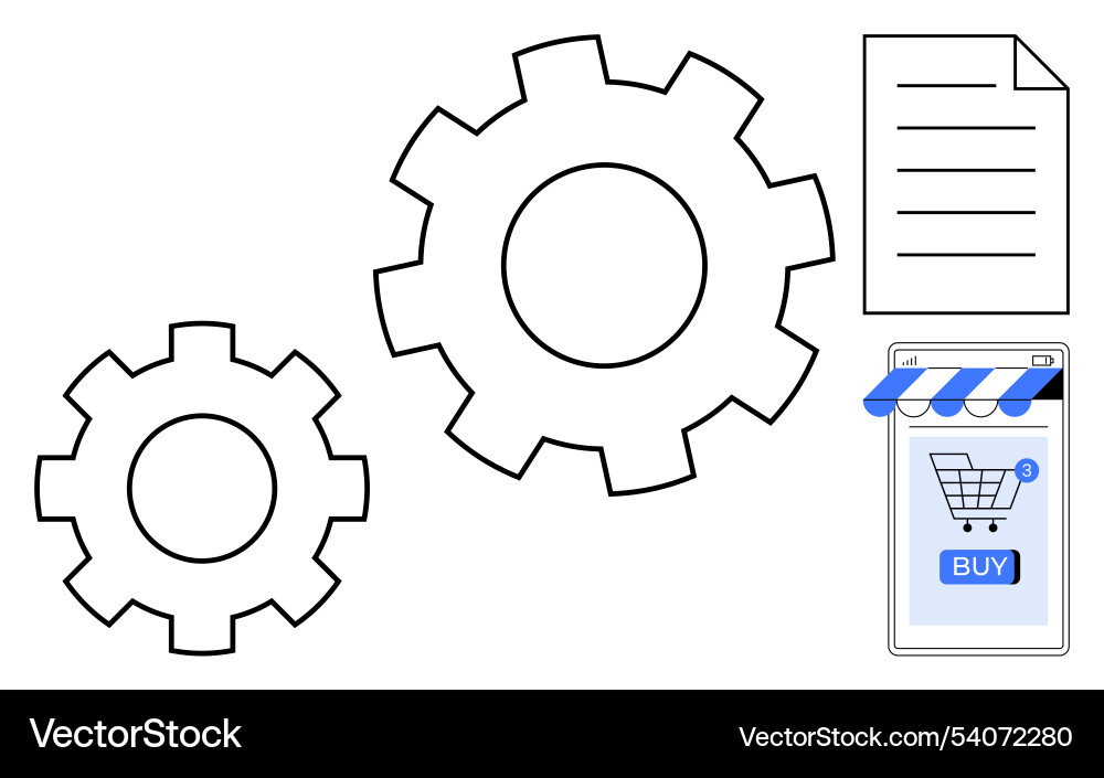 E-commerce automation process with gears E-commerce automation process with gears vector image