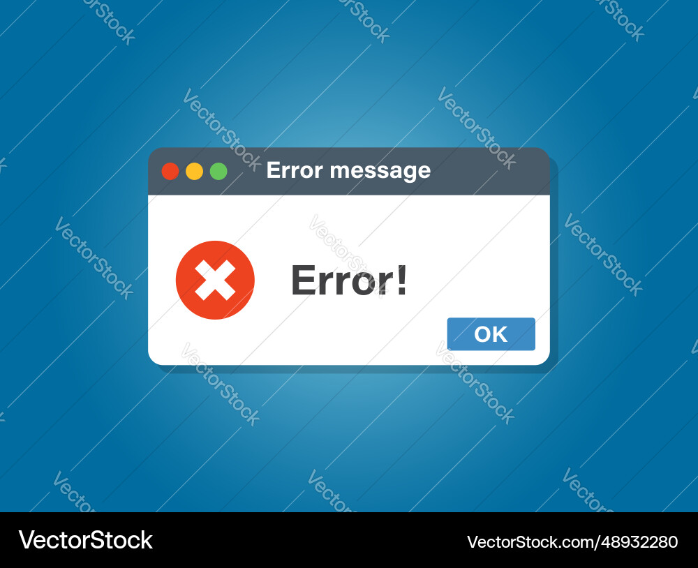 Error message icon in flat style computer window Error message icon in flat style computer window vector image