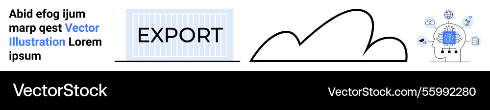 Export container cloud outline and ai technology Export container cloud outline and ai technology Vector Image