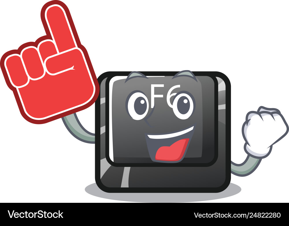 Foam finger f6 button installed on character vector image