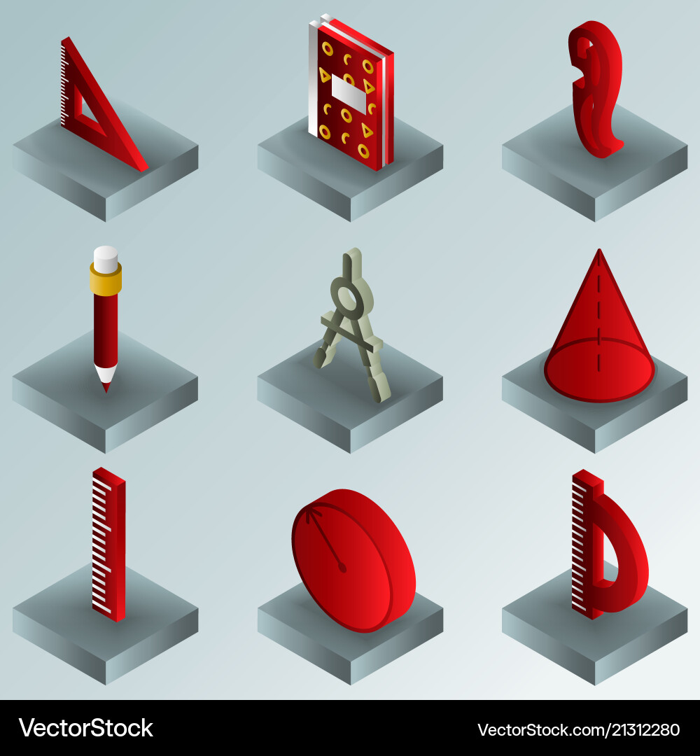 Geometry color gradient isometric icons Geometry color gradient isometric icons vector image