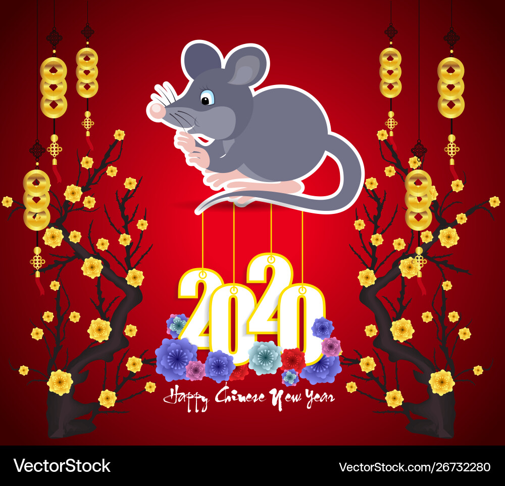 Happy new chinese year 2020 rat Happy new chinese year 2020 rat vector image