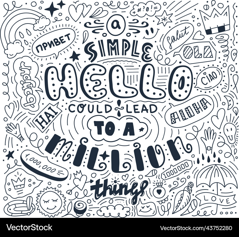 Lettering simple hello in different language vector image