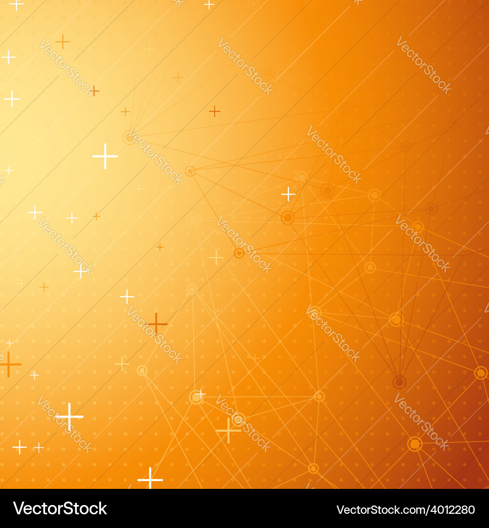Orange net connection dot abstract background vector image