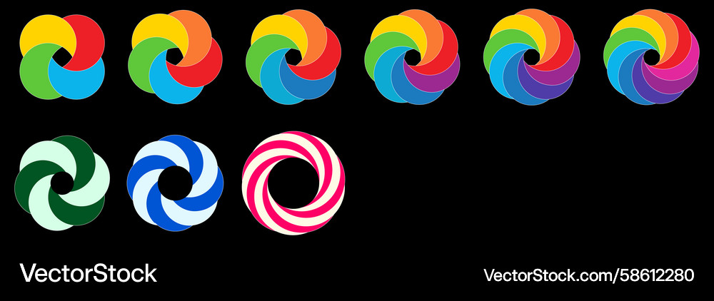 Overlapping circles arranged on larger circle Overlapping circles arranged on larger circle Vector Image