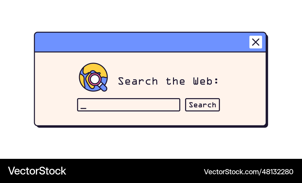Retro Dialog Fenster Web Suche Browser-Bar vektorbild