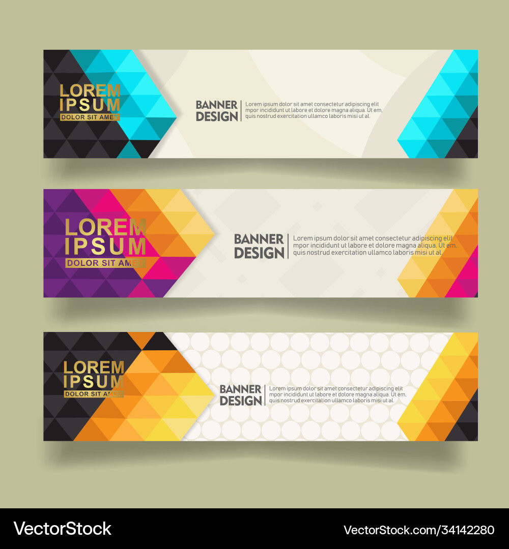 Set abstract banner template design with triangle vector image