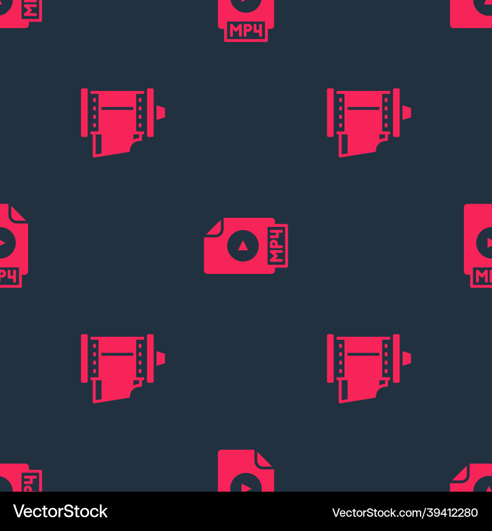 Set camera roll cartridge and mp4 file document Vector Image