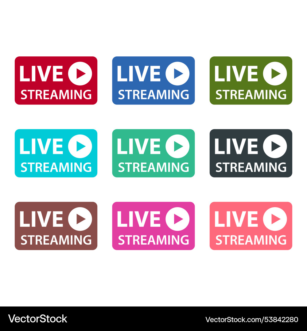 Set of live streaming icon stream button design Set of live streaming icon stream button design vector image