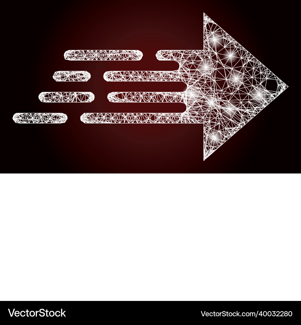 Shiny net mesh express movement arrow with light Shiny net mesh express movement arrow with light vector image