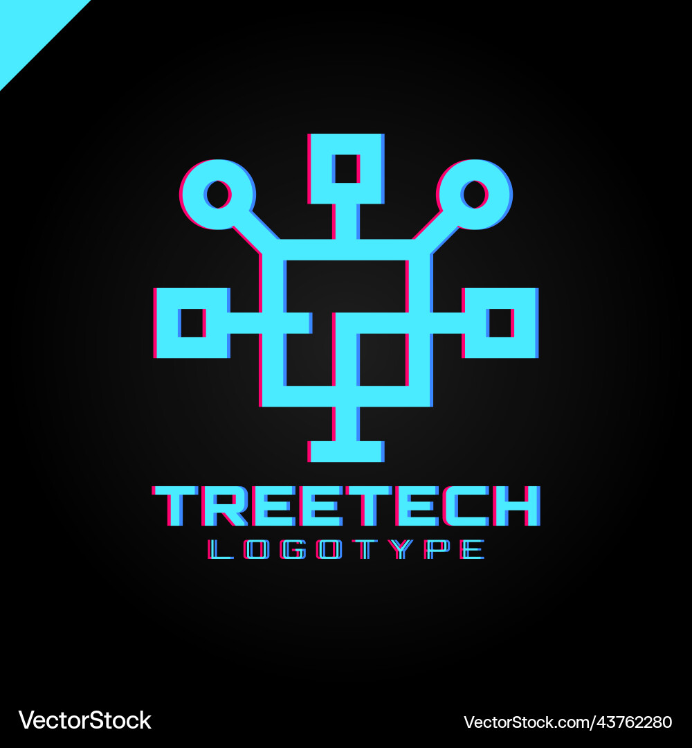 Tech tree square chip integrate technology vector image
