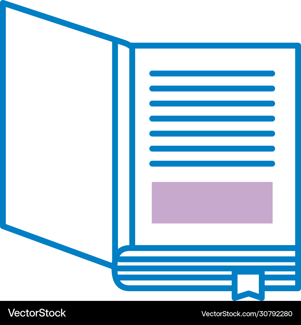 Text book open with ribbon line style Vector Image
