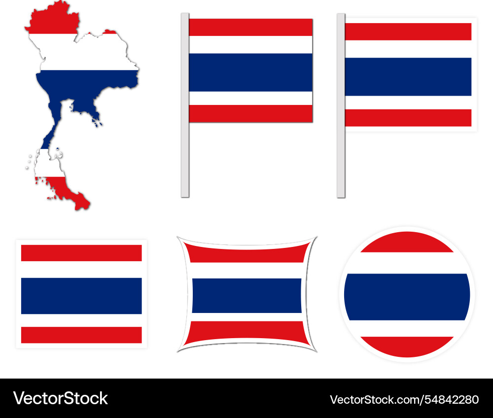 Thailand flags on many objects Thailand flags on many objects Vector Image